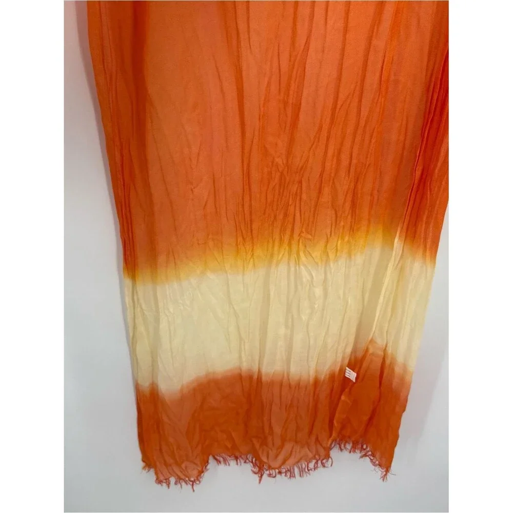 Unbranded Orange Ombre Scarf Accessory Overlay Shawl Fringe Boho Beach